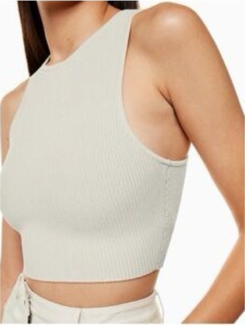 Aritzia Babaton Sculpt Knit Racer Cropped Tank - XS - Pearl